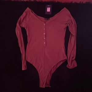 Brown Longsleeve button down ribbed top